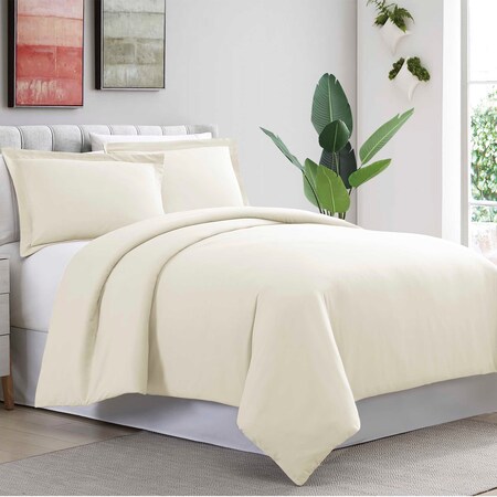 Modern Threads 3 piece Ultra-Plush solid duvet set Ivory Full/Queen 3D100MFE-IVY-QN